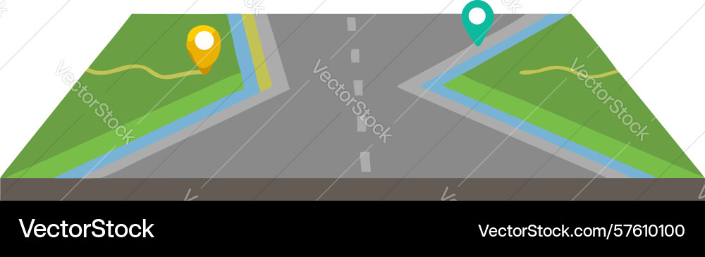 Stylized square map with location pin route vector image