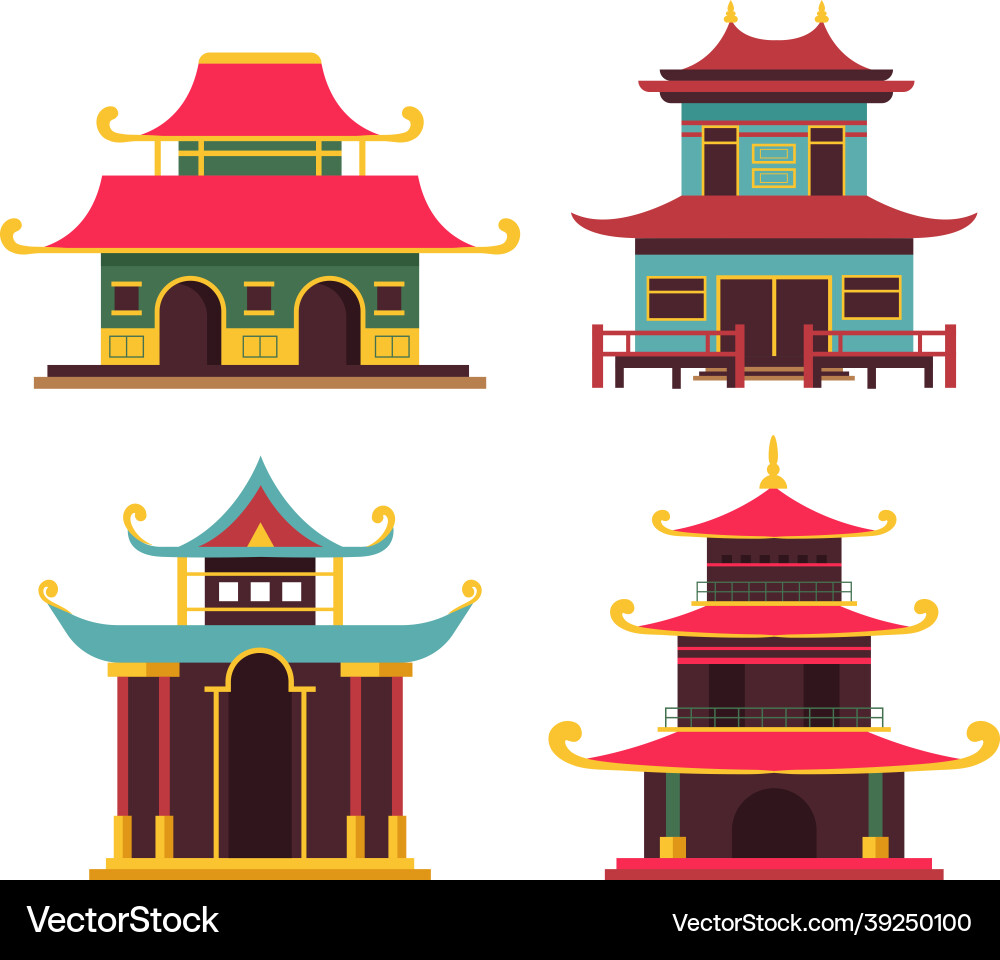 Traditional japanese buildings home house Traditional japanese buildings home house vector image