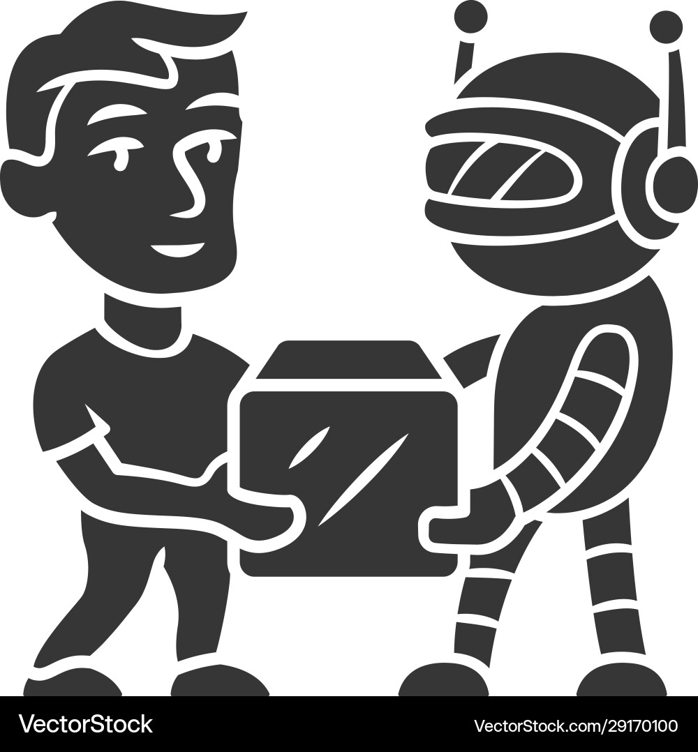 Transactional bot glyph icon artificial Transactional bot glyph icon artificial vector image