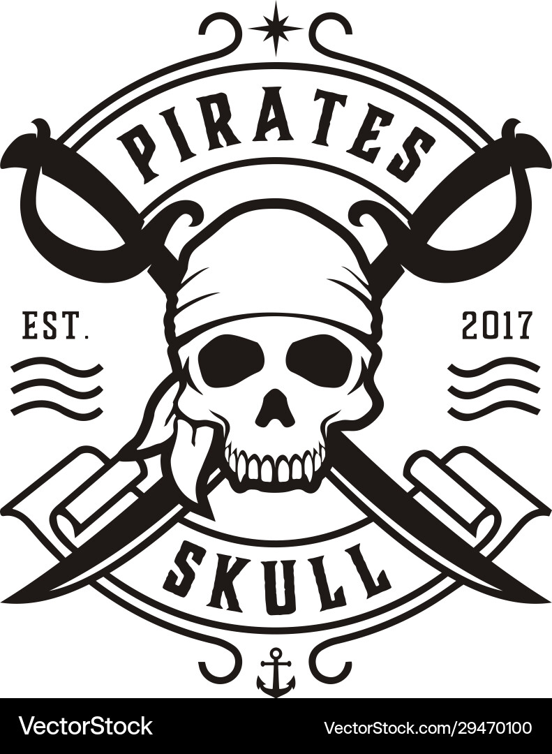Vintage Pirate Skull with Crossed Swords Logo vector image