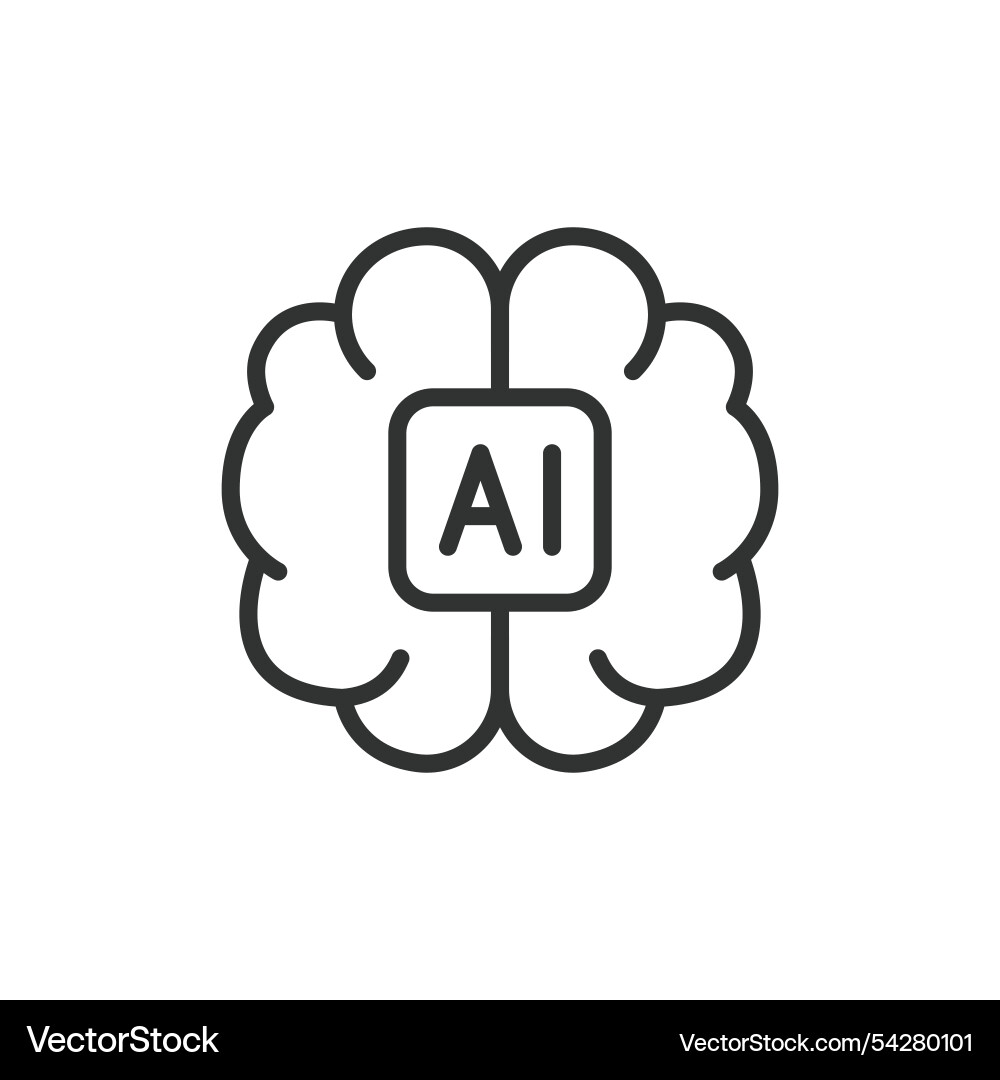 Ai in brain icon line design Vector Image