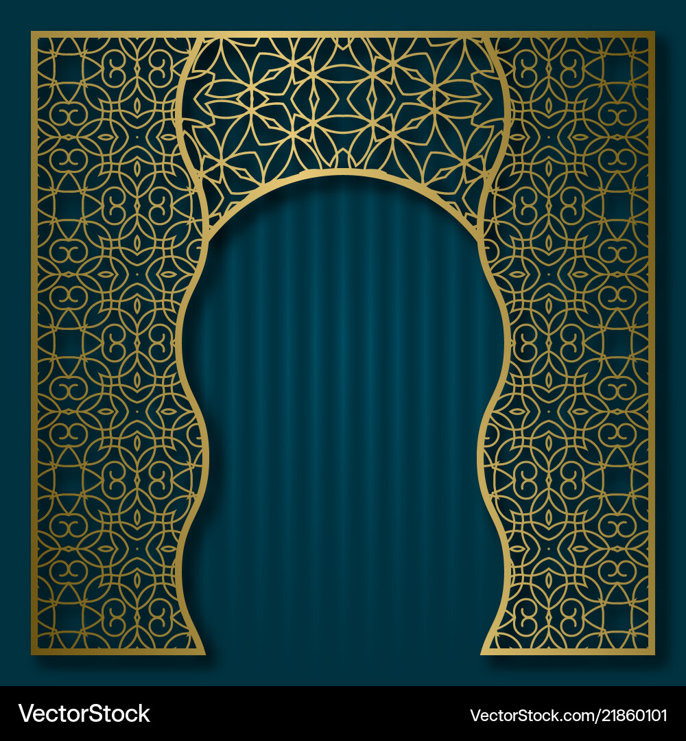 Background with golden patterned arched frame Background with golden patterned arched frame vector image