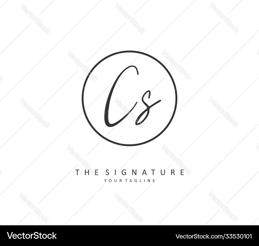 C s cs initial letter handwriting and signature C s cs initial letter handwriting and signature Vector Image