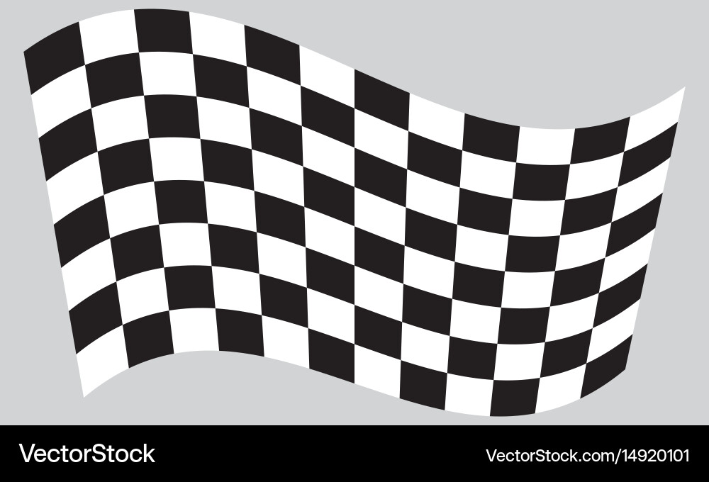 Checkered racing flag waving on gray background Vector Image