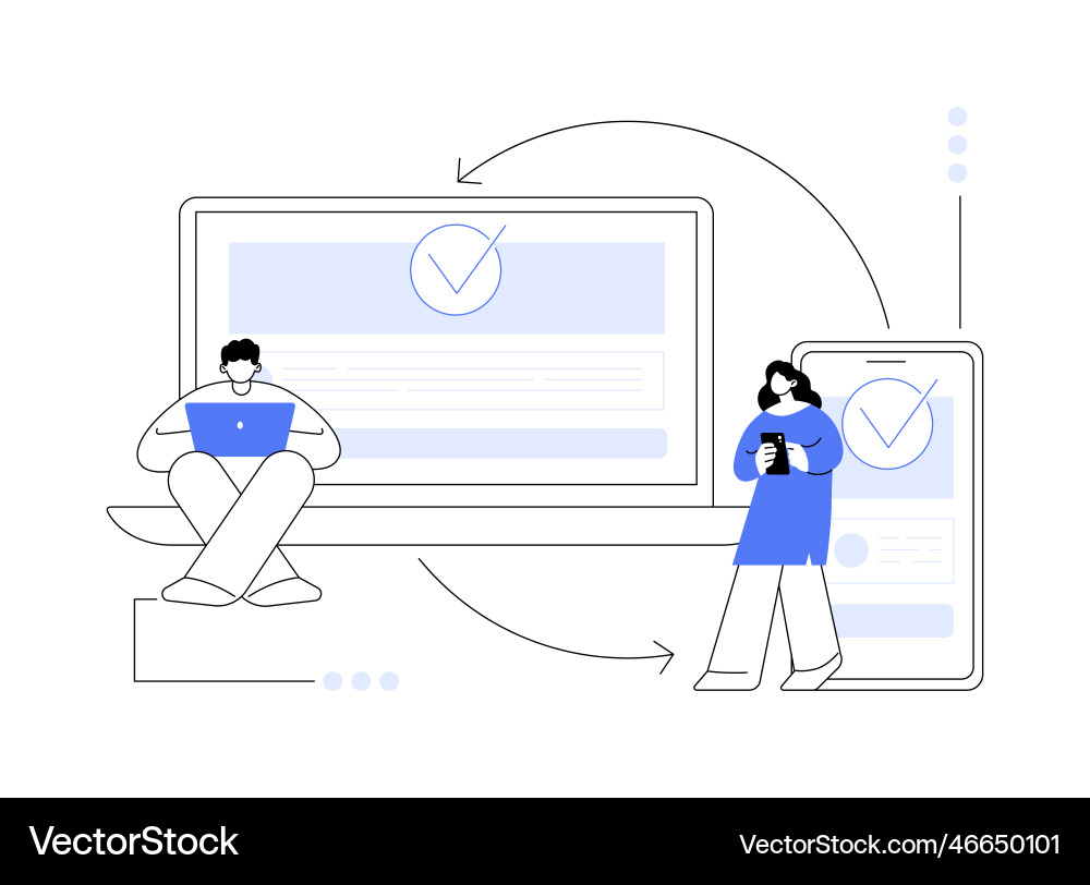 Cross-device syncing abstract concept Cross-device syncing abstract concept vector image