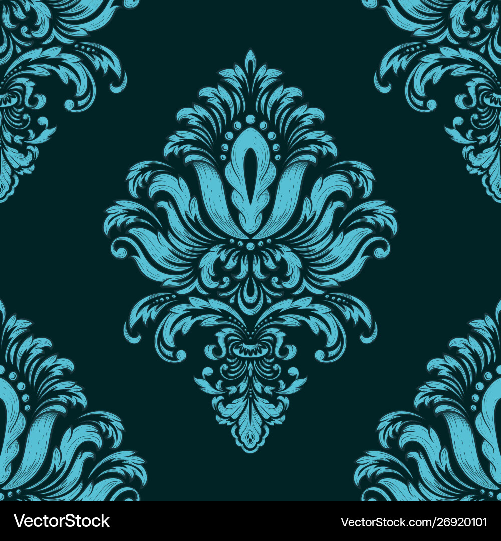 Damask seamless pattern element classical Damask seamless pattern element classical Vector Image