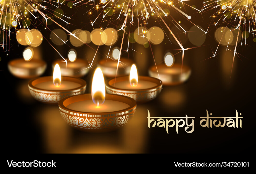 Happy diwali indian candle lights festival Happy diwali indian candle lights festival vector image