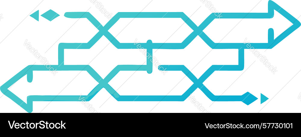 Interconnected arrows complex directional flow vector image