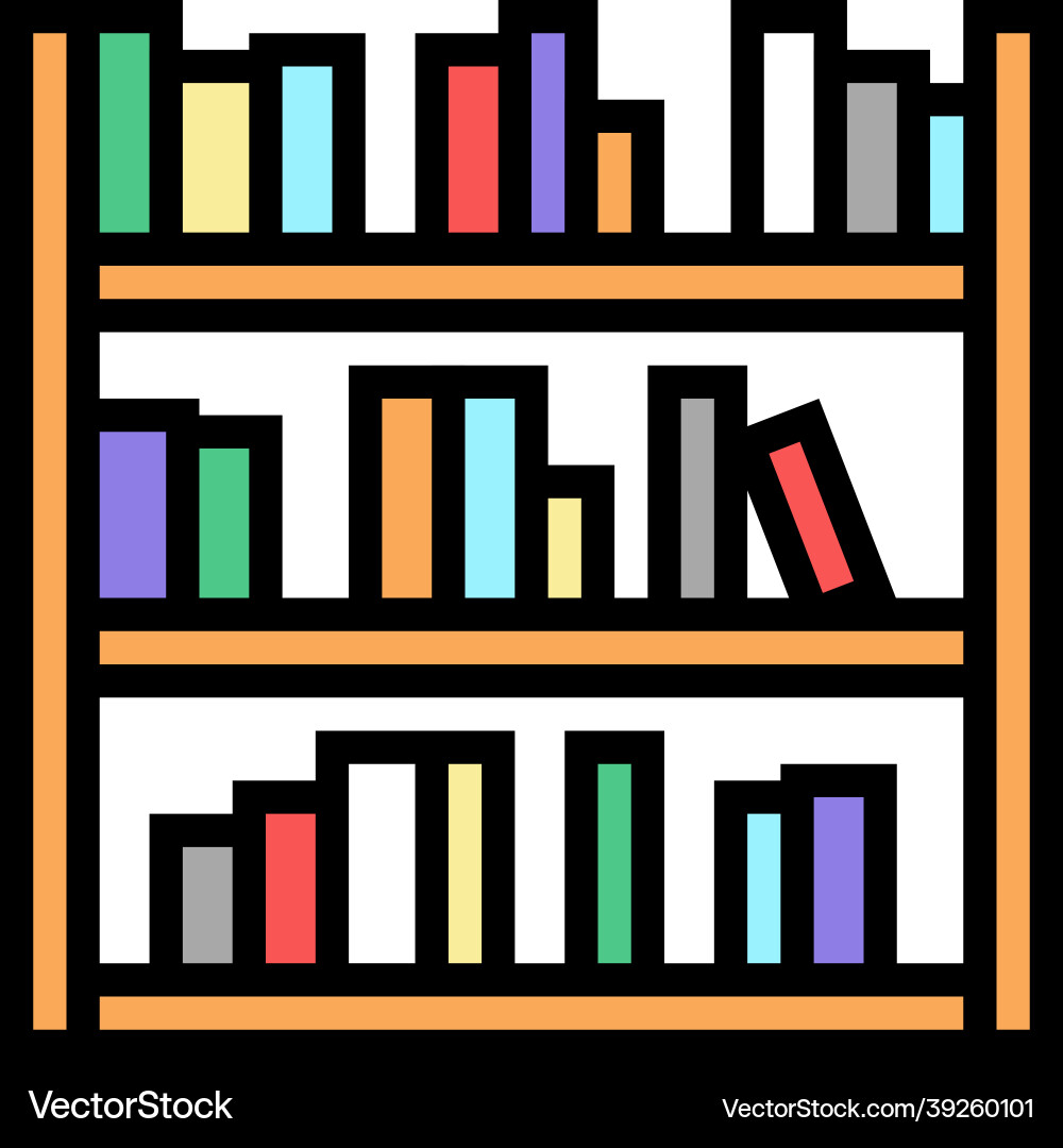 Library shelf with books color icon Library shelf with books color icon vector image