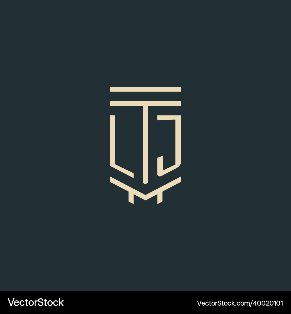 Lj initial monogram with simple line art pillar Lj initial monogram with simple line art pillar Vector Image