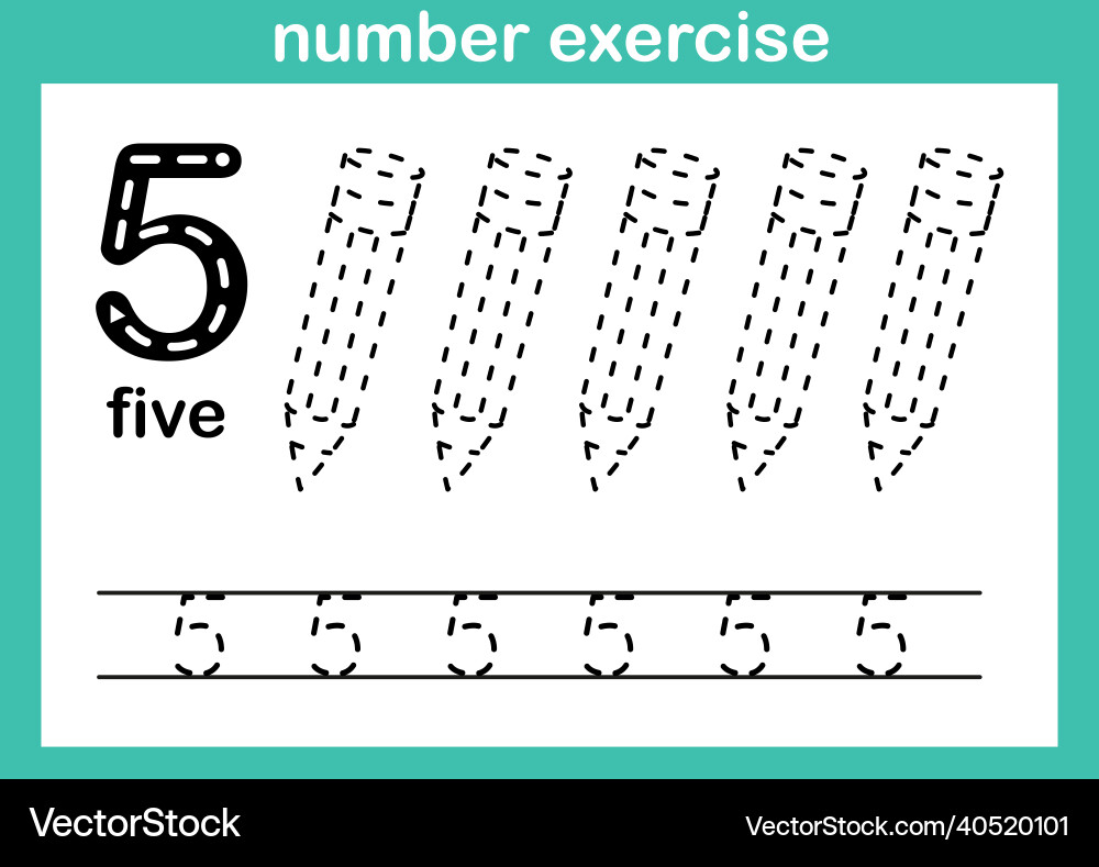 Number exercise Number exercise vector image