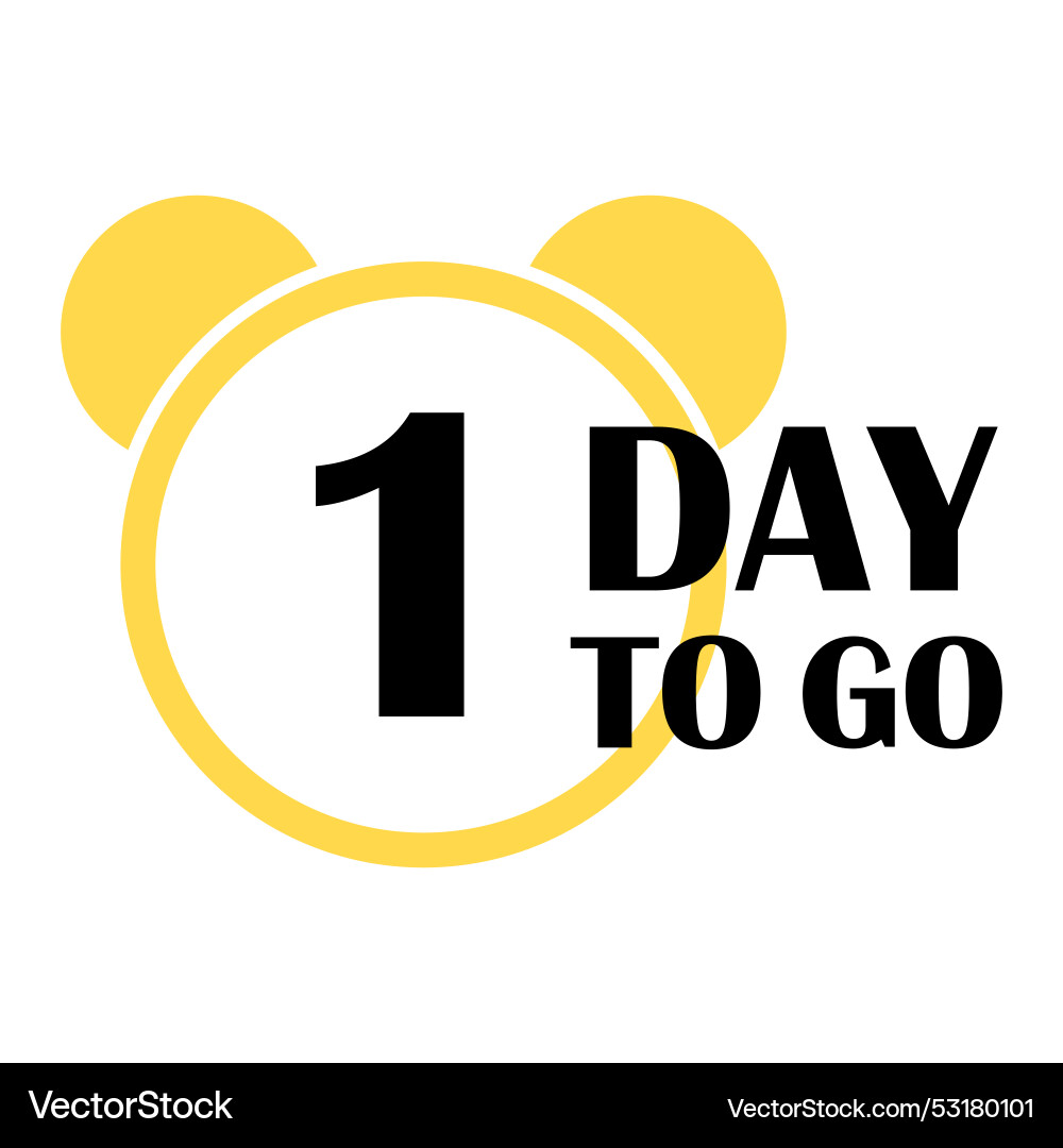 One day left countdown timer icon yellow clock vector image