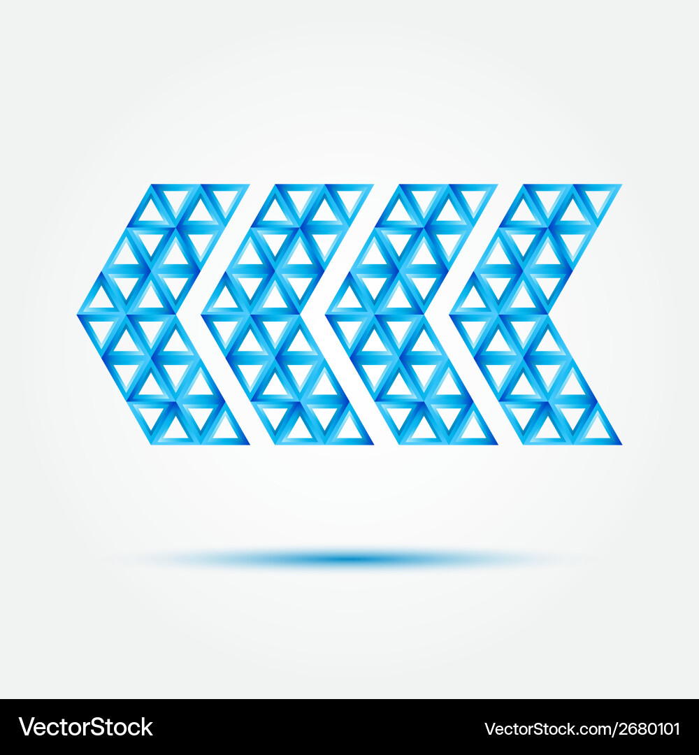 Pointer icon made with triangles - blue abstract vector image