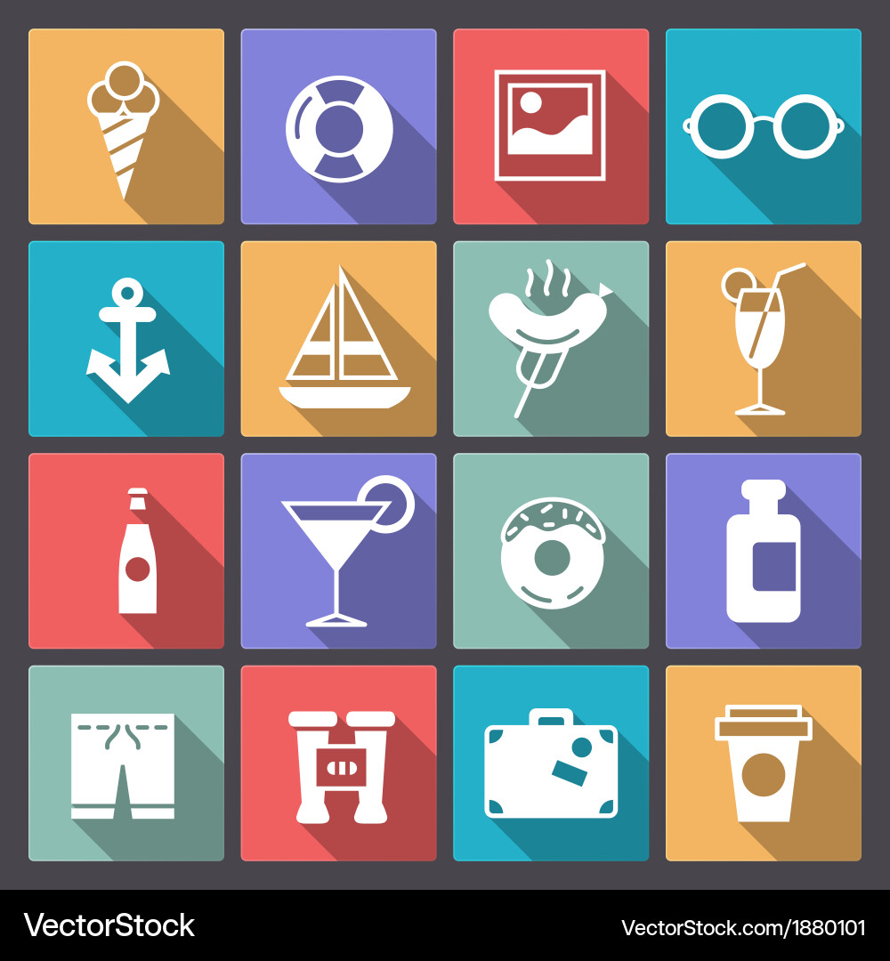 Set of recreation icons in flat design Vector Image