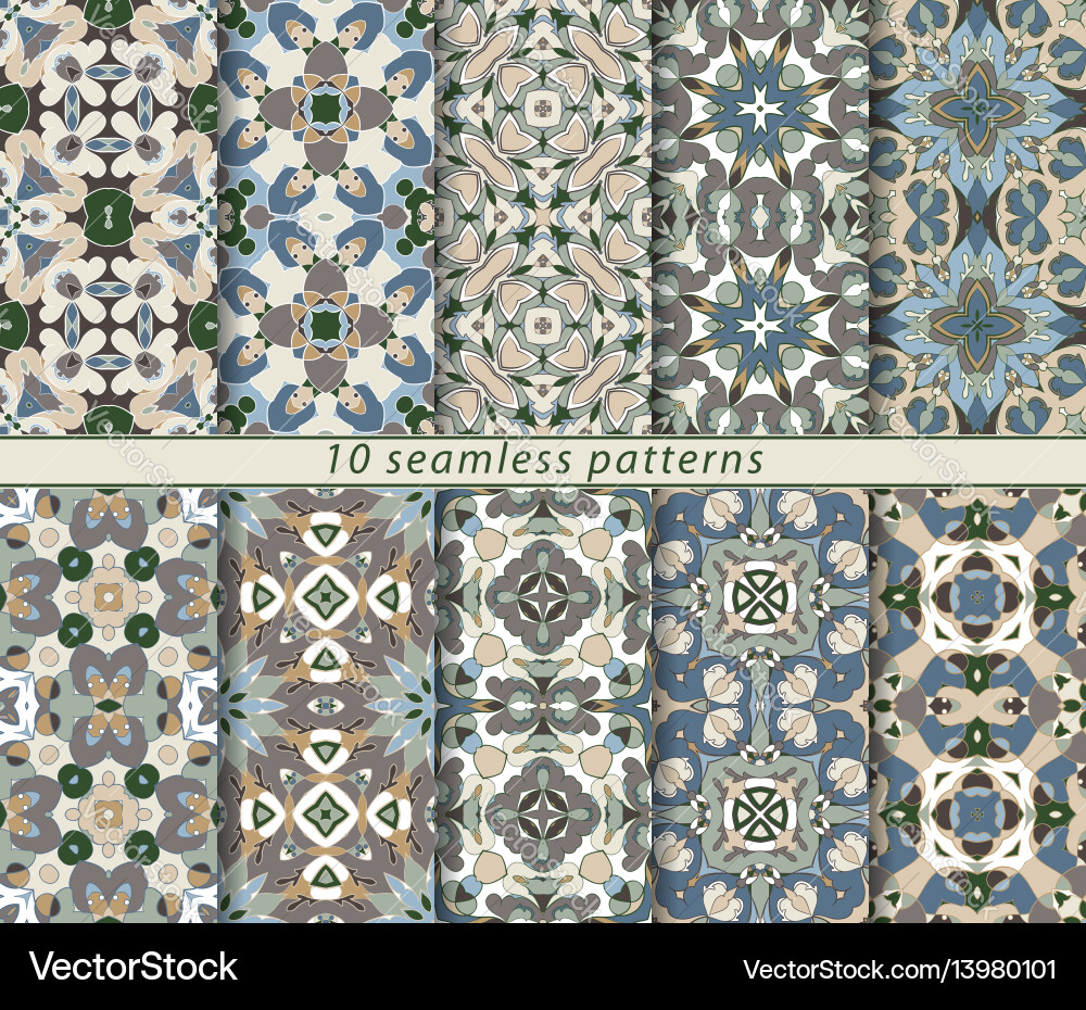 Set of ten seamless abstract patterns Set of ten seamless abstract patterns vector image