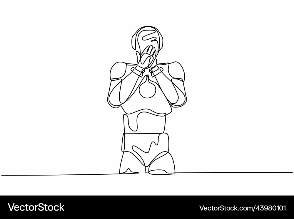 Single one line drawing robot standing Single one line drawing robot standing vector image