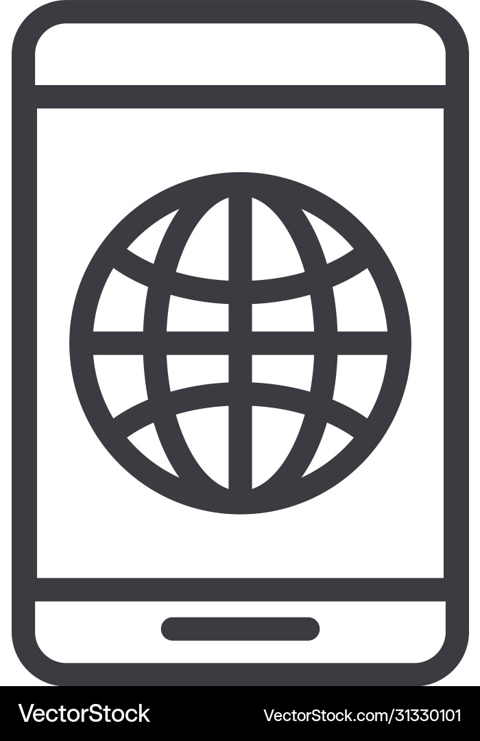 Smartphone with sphere browser line style Vector Image