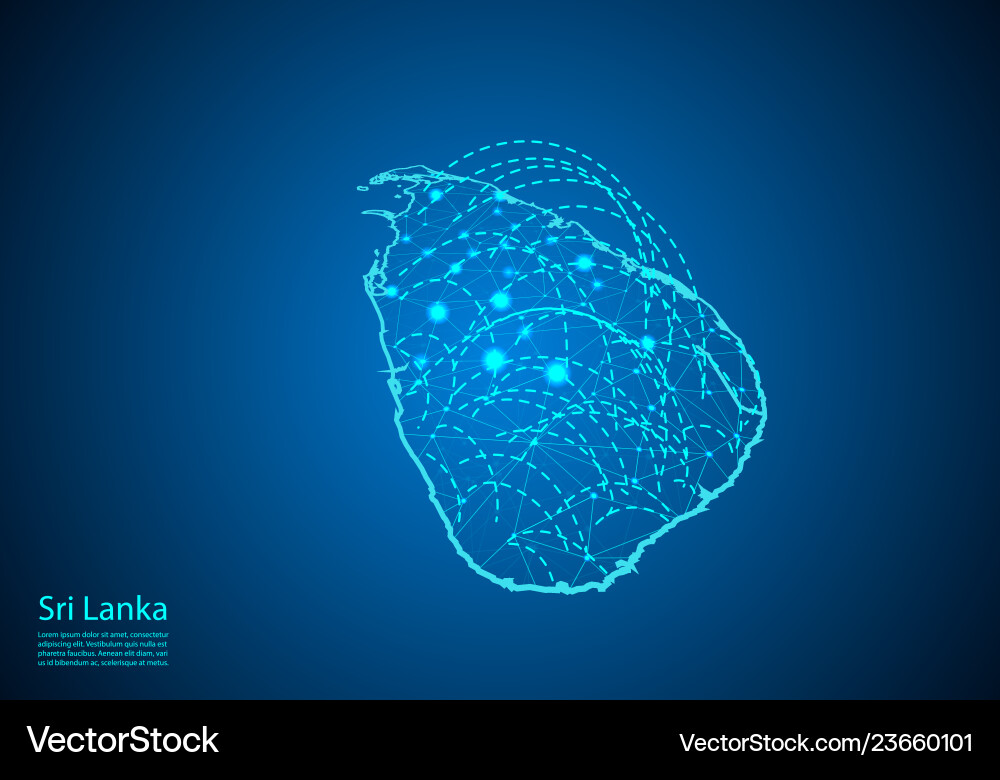 Sri lanka map with nodes linked by lines concept Sri lanka map with nodes linked by lines concept vector image