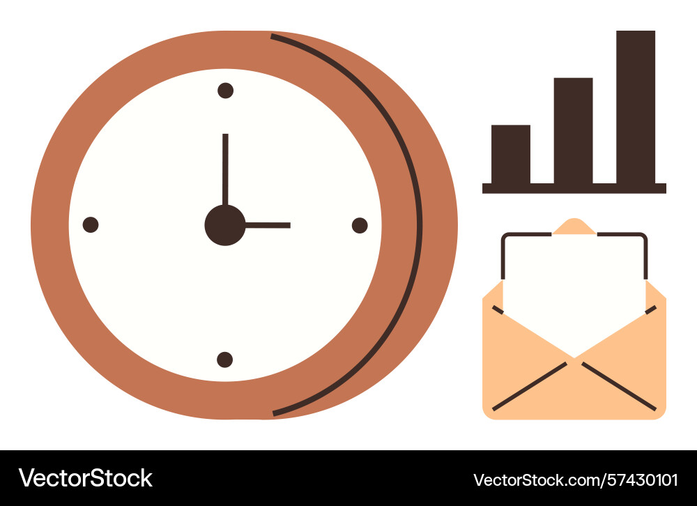 Time management concept with clock bar chart vector image