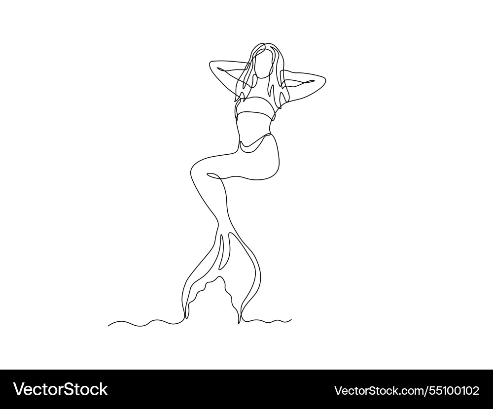 Abstract mythical mermaid continuous single one Abstract mythical mermaid continuous single one vector image