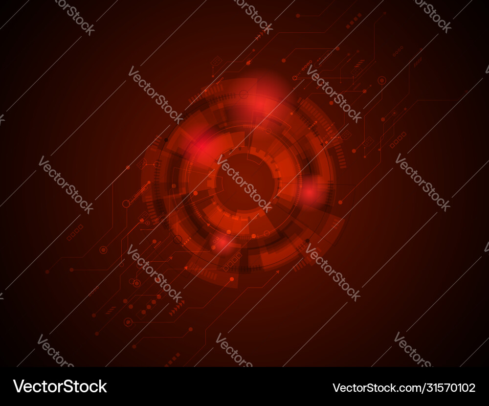 Abstract technology circuits in red background Abstract technology circuits in red background vector image