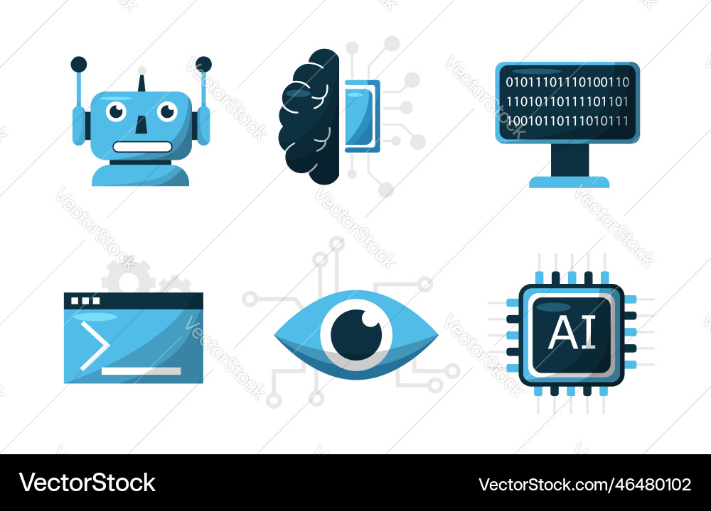 Artificial intelligence icon set element design Artificial intelligence icon set element design vector image