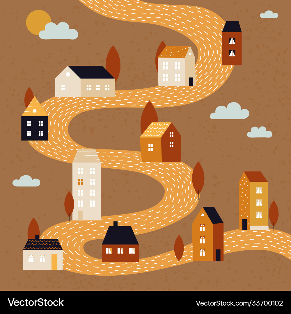 Autumn landscape fall city street background Autumn landscape fall city street background vector image