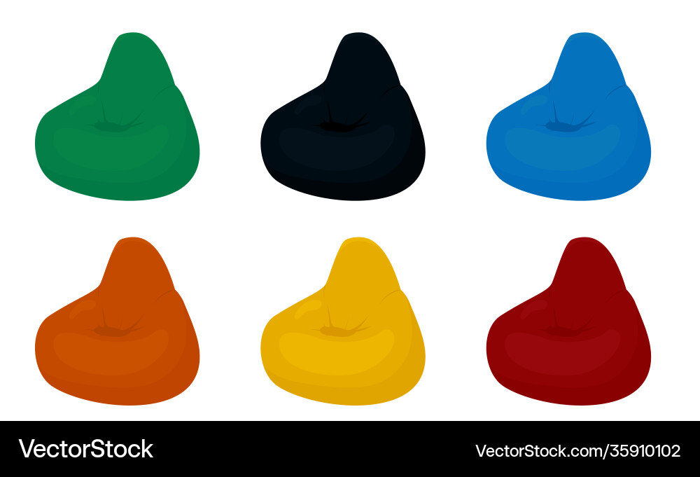 Bean Tasche Stuhl Cartoon Set isoliert auf weiß Bean Tasche Stuhl Cartoon Set isoliert auf weiß vektorbild