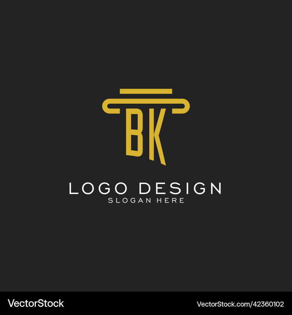 Bk initial logo with simple pillar style design Bk initial logo with simple pillar style design vector image
