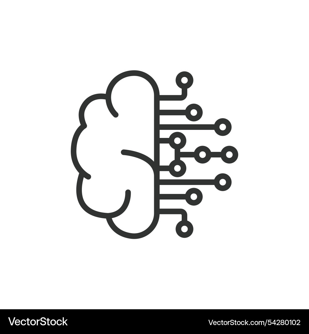 Brain digitalization icon in line design Brain digitalization icon in line design vector image