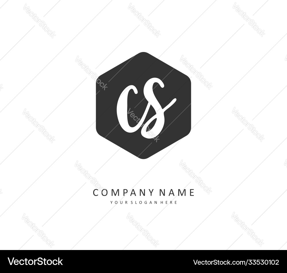 C s cs initial letter handwriting and signature vector image