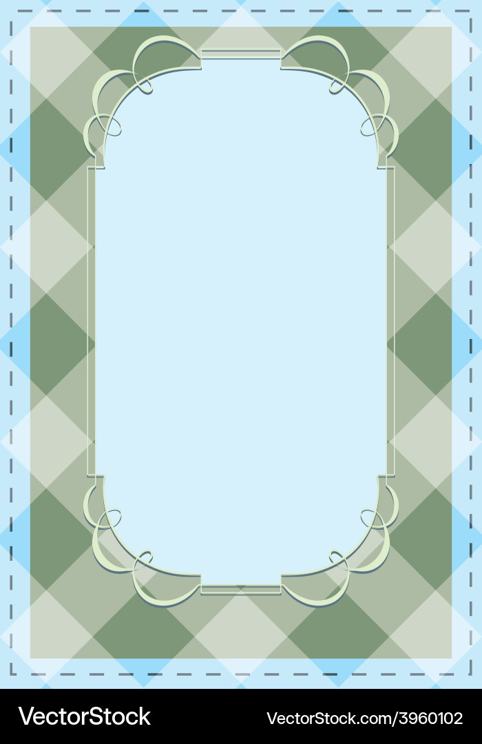 Checkered background with tracery frame Vector Image