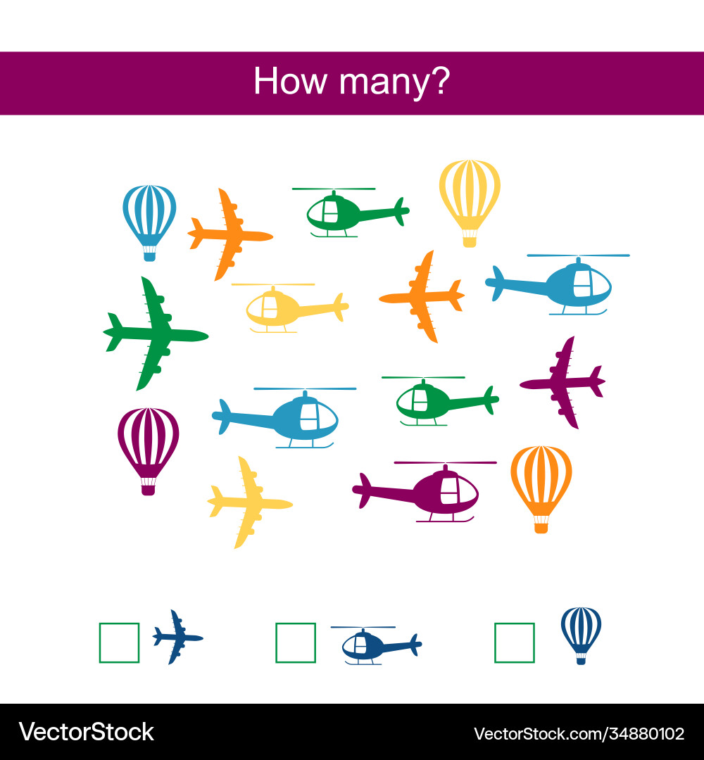 Count how many airplanes and write result Count how many airplanes and write result Vector Image