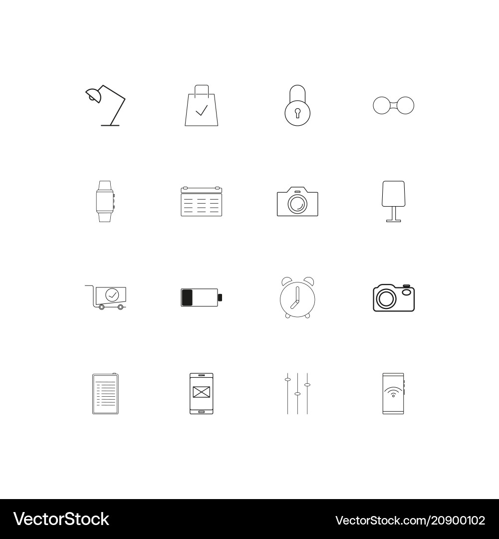 Devices linear thin icons set outlined simple vector image