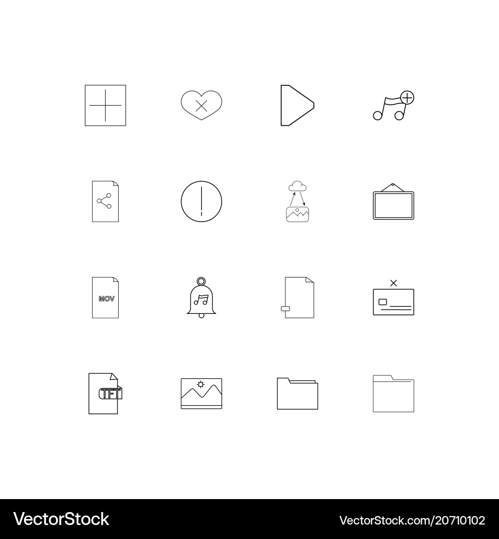 Files and folders sign simple linear icons set vector image