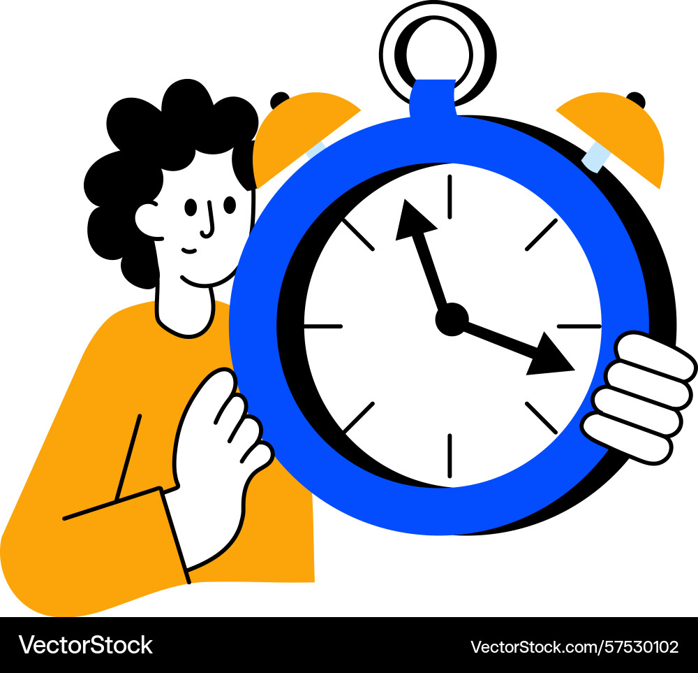 Flat style showing person doing time vector image