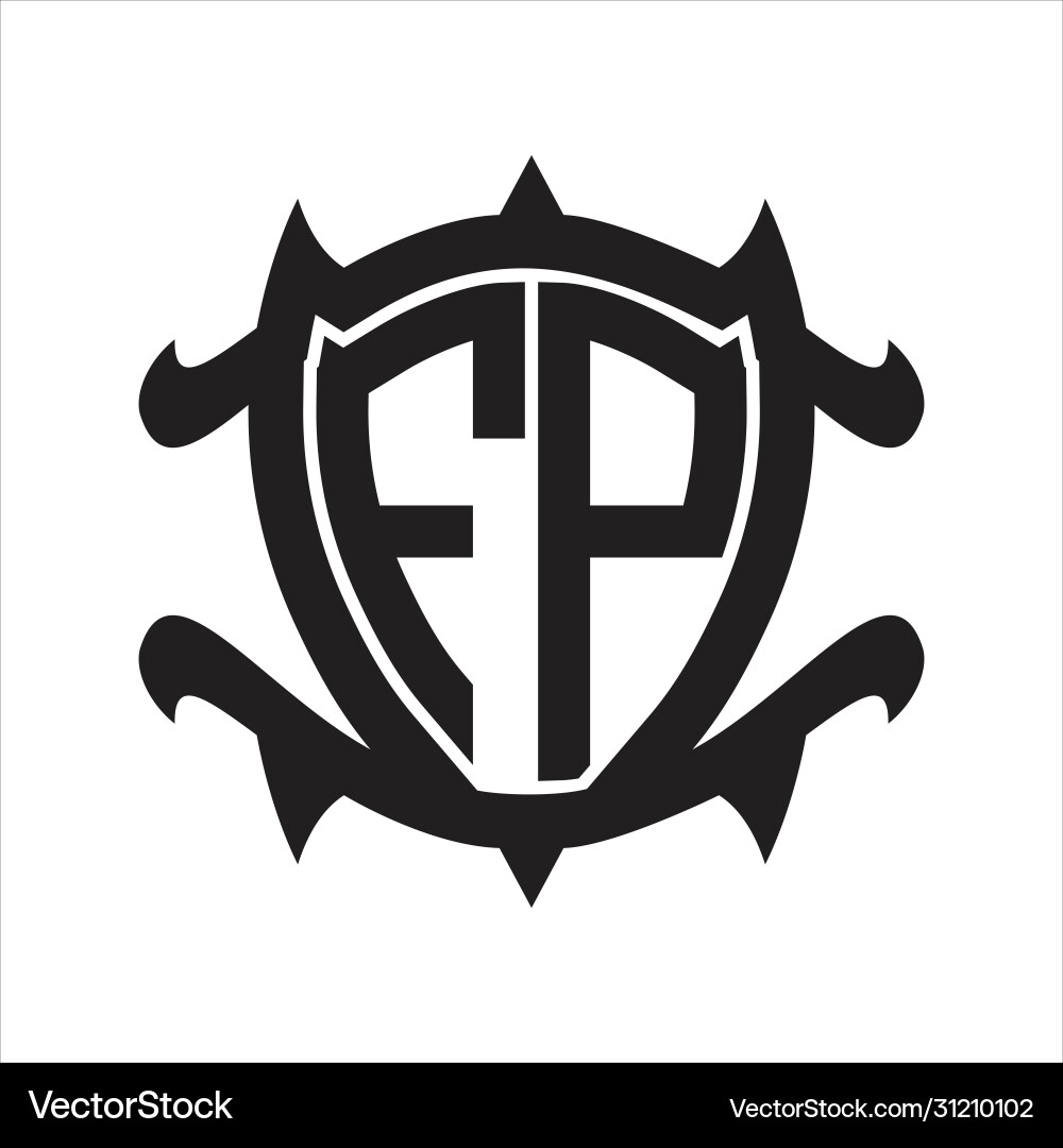 Fp logo monogram isolated with frame shield shape Vector Image