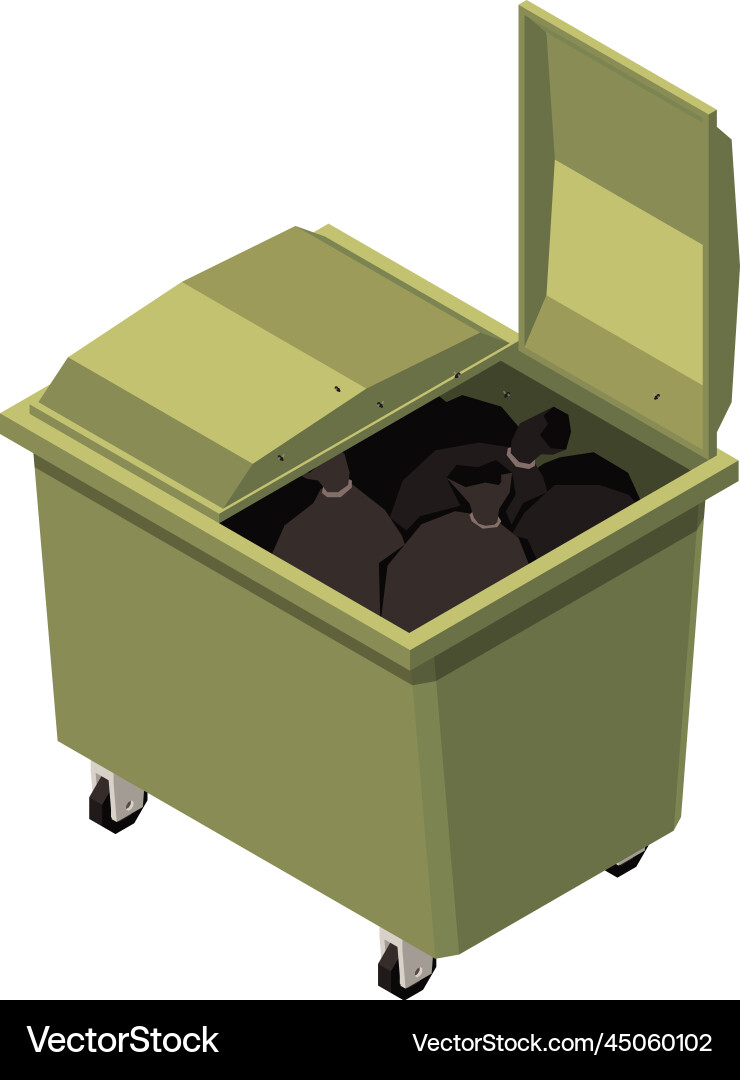 Garbage container isometric composition Garbage container isometric composition vector image