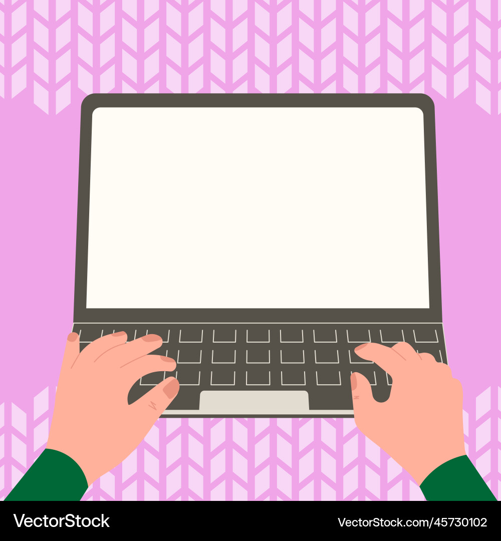 Hands typing text with keyboard laptop screen Vector Image