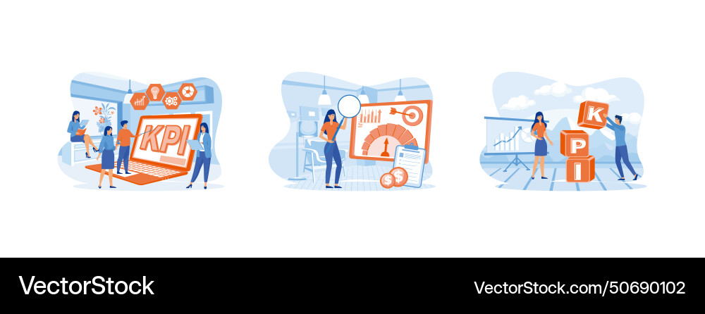 Kpi-Datenbericht Schlüsselindikator Kpi-Datenbericht Schlüsselindikator vektorbild