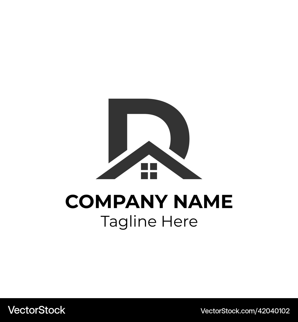 Logogram d with house element Logogram d with house element vector image