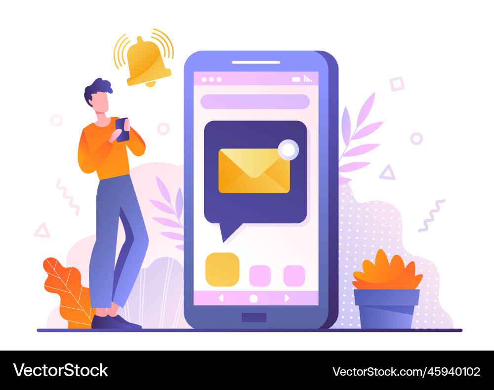 Man with Smartphone Message vector image