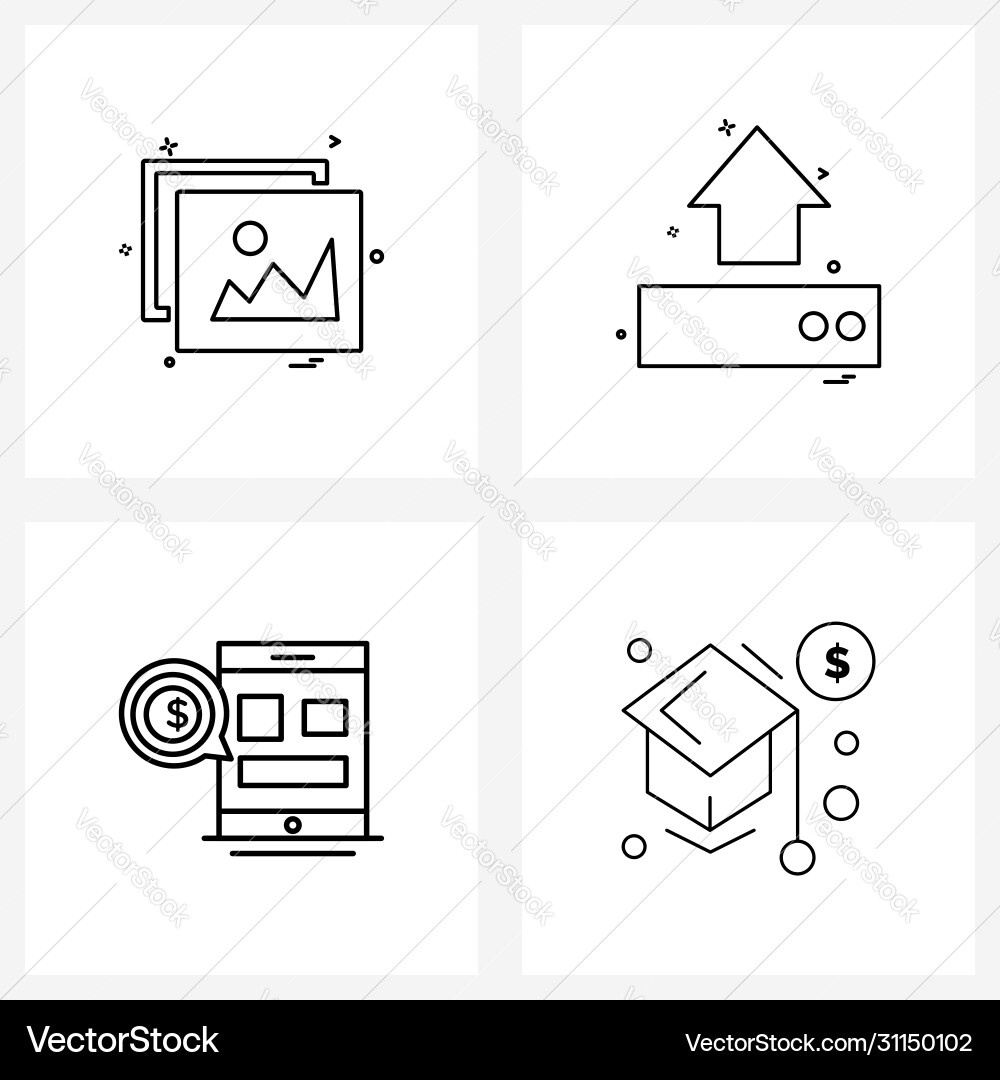 Modern style set 4 line pictograph grid based vector image
