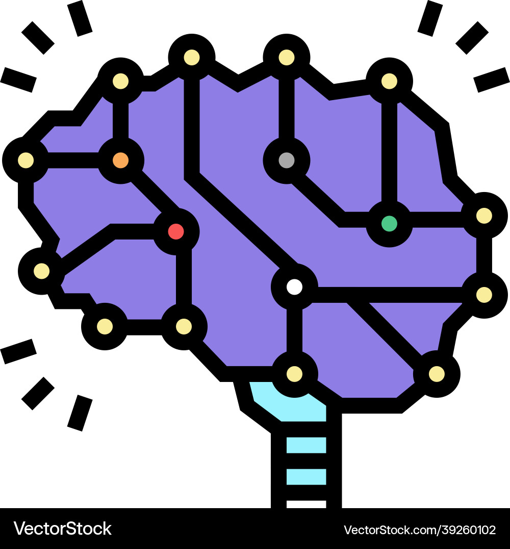 Neuron knowledge brain color icon Neuron knowledge brain color icon vector image