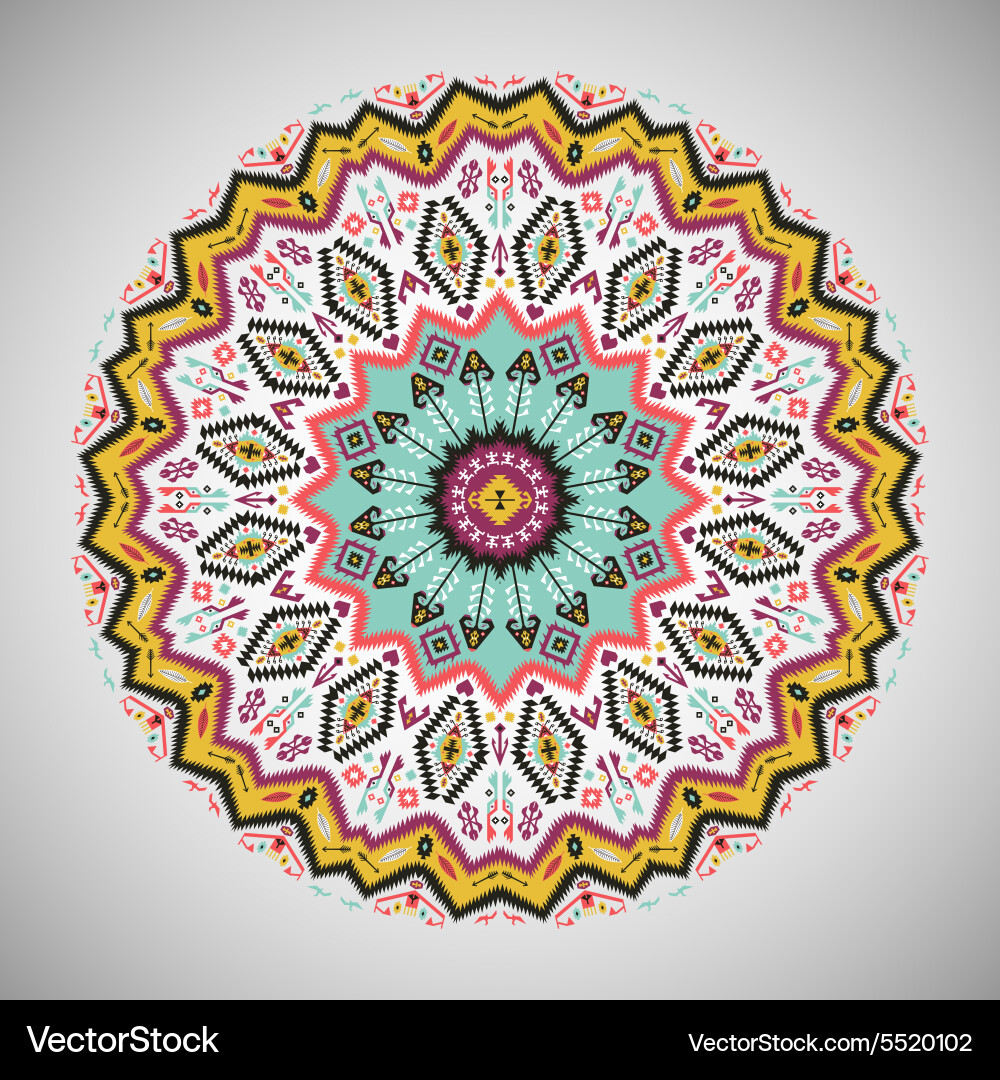 Ornamental round geometric pattern in aztec style Vector Image