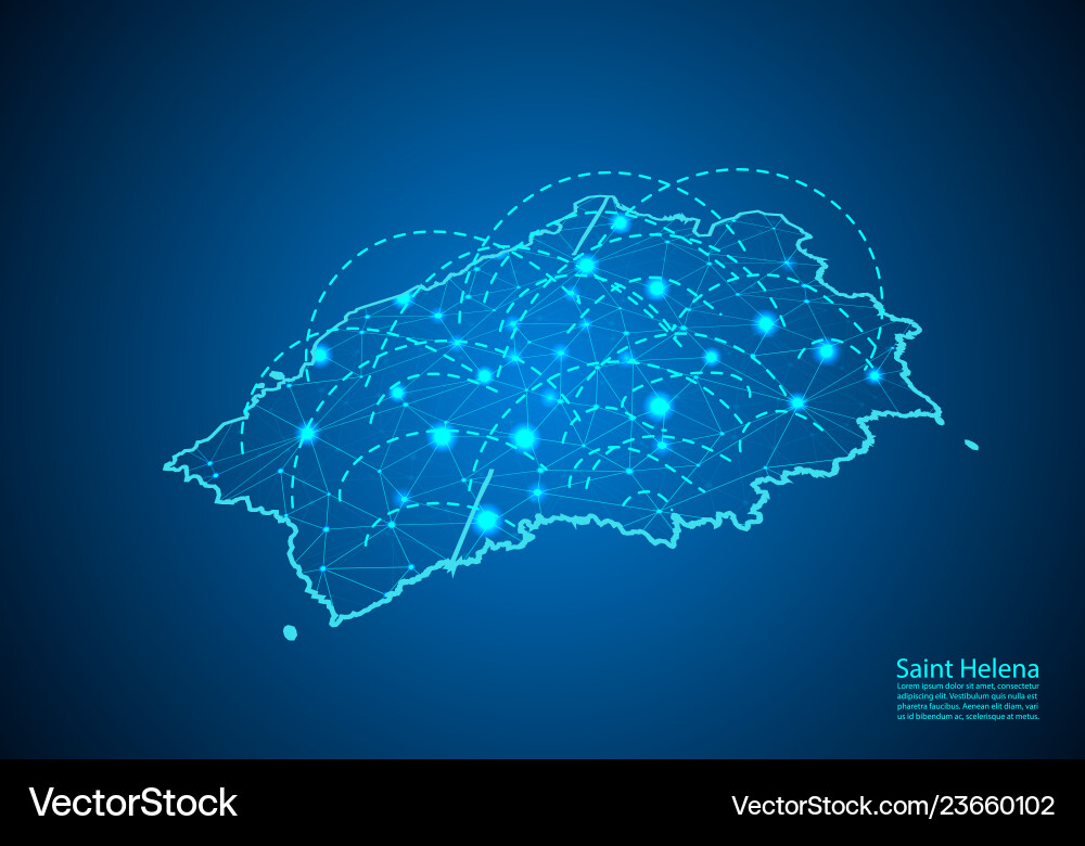 Saint helena map with nodes linked by lines Saint helena map with nodes linked by lines vector image