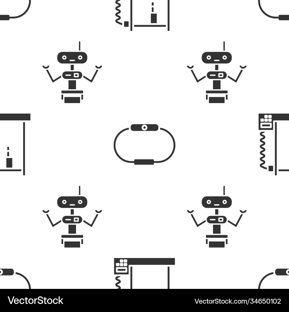 Set 3d printer smartwatch and robot on seamless Set 3d printer smartwatch and robot on seamless vector image