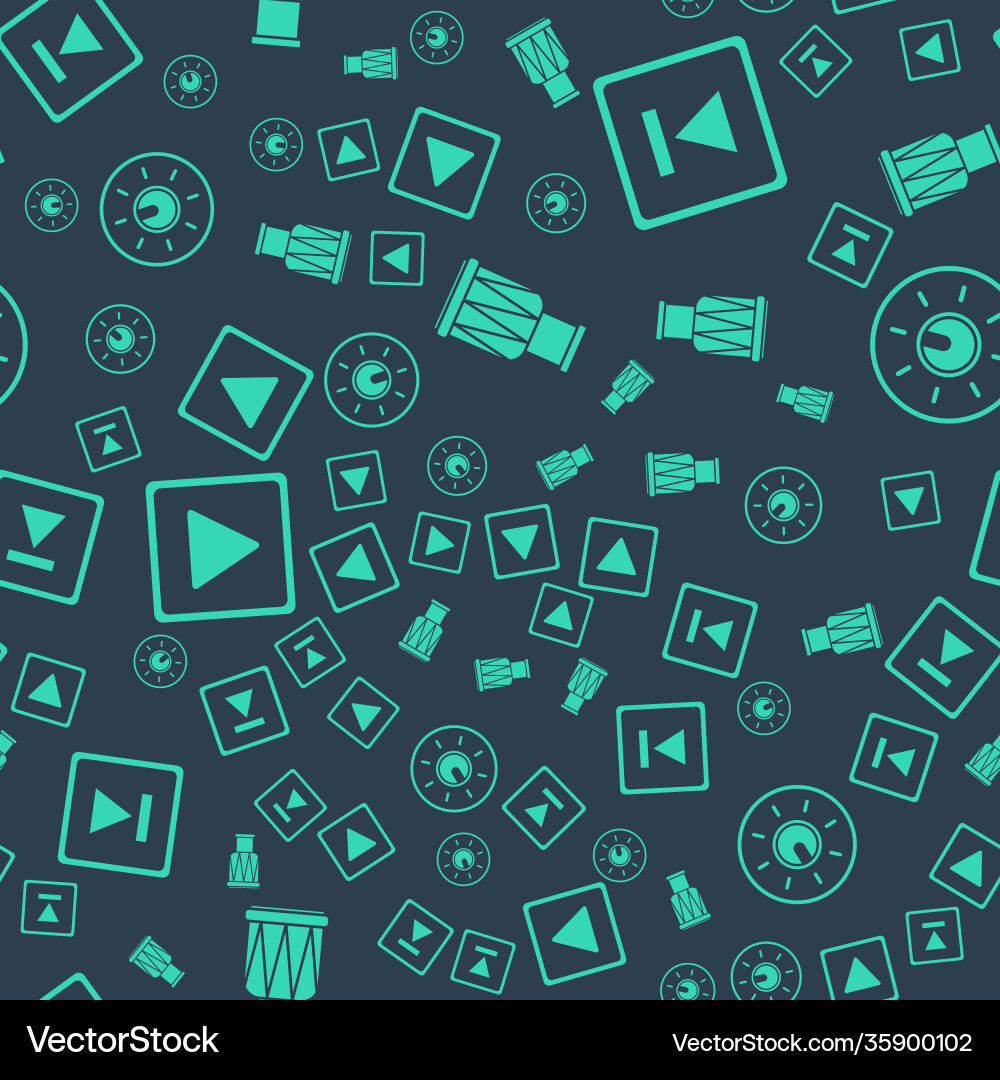 Set drum fast forward play in square and dial Set drum fast forward play in square and dial vector image