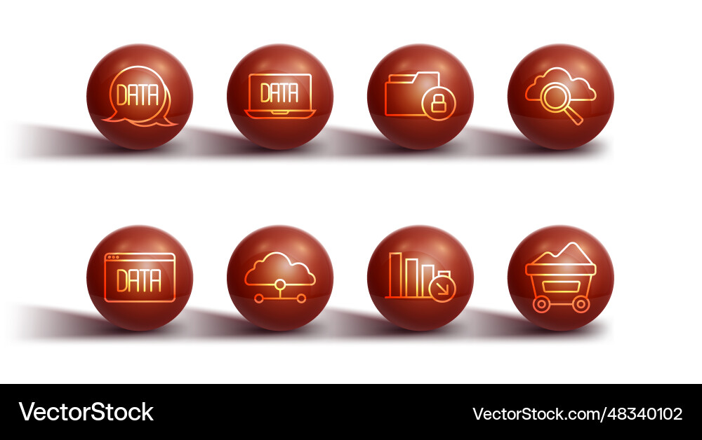 Set line data analysis search cloud computing Set line data analysis search cloud computing vector image