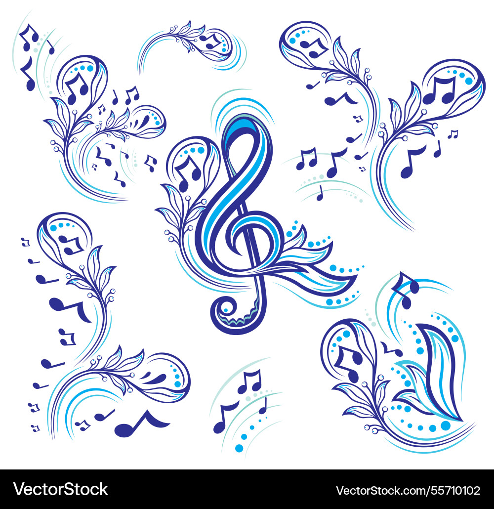 Set of music notes vector image